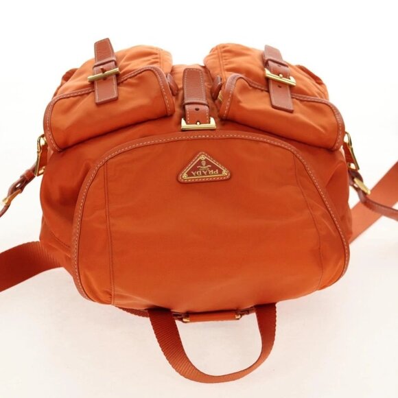 PRADA Backpack Nylon Orange Gold Auth 155325V main image 7